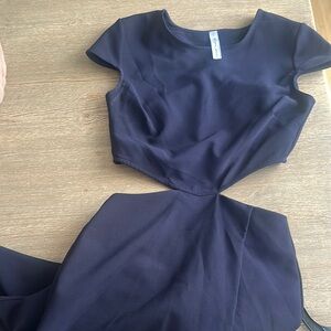 Lulu's Midnight Blue Asymmetrical Dress